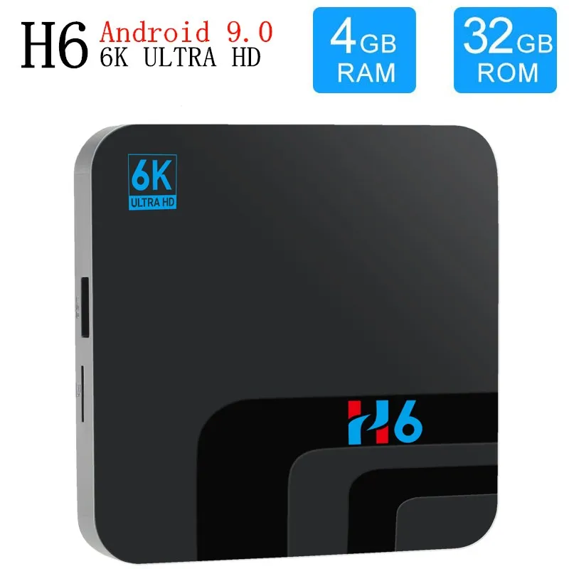 H6 Android 9.0 Smart TV BOX 4G DDR3 32G EMMC ROM Set Top Box 6K 3D H.265 Wifi media player TV Receiver Netflix IPTV Set-top Box