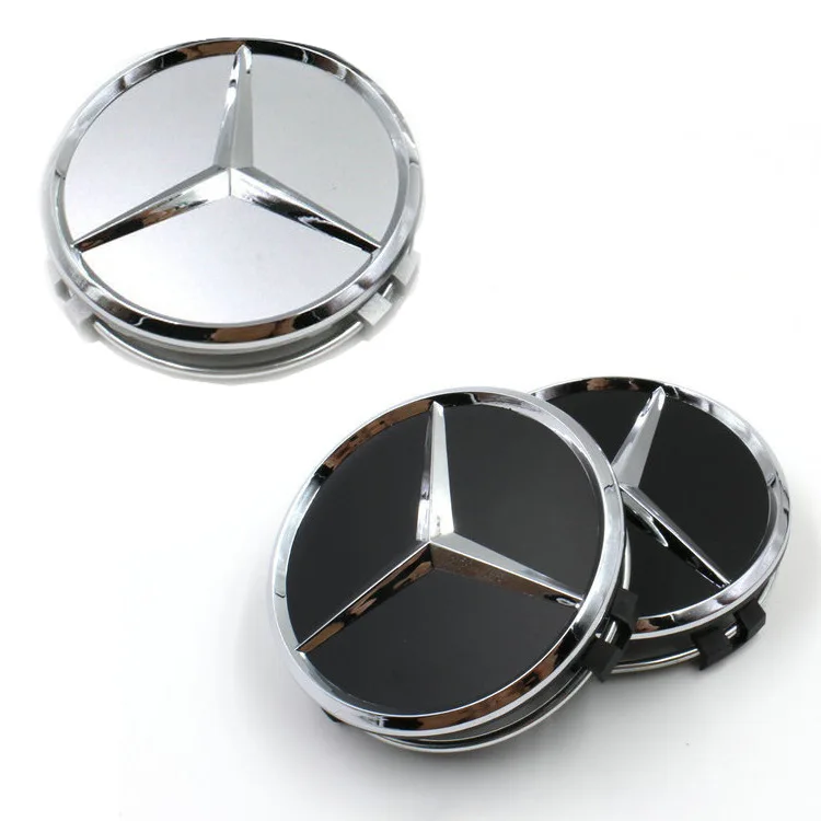 

Applicable Mercedes Wheel Hub Cover General-Black And White with Pattern Plastic Cover 60MM Center Cap Wheel Center Cover Silver