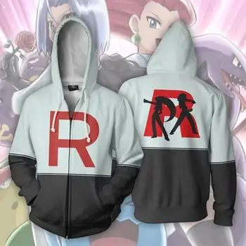 

Pokemon Team Rocket James Hoodies Jackets cosplay costumemen 3D Printing zip-up men and women Pokemon hoodies Sweatshirts