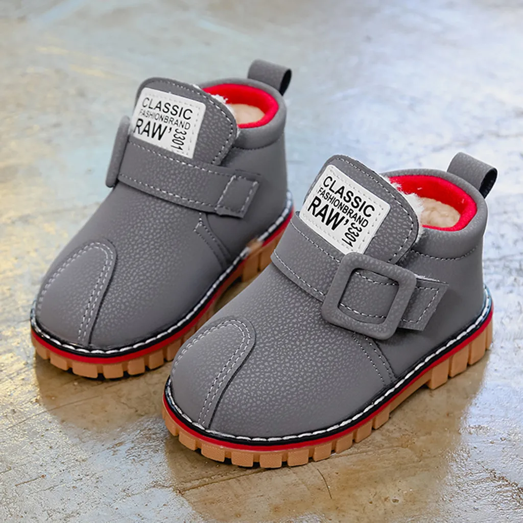 

Children Kid Baby Girls Boys Boots Ankle Sport Short Booties Anti-slip Casual Shoes Solid Hook & Loop Rubber Boots For Children