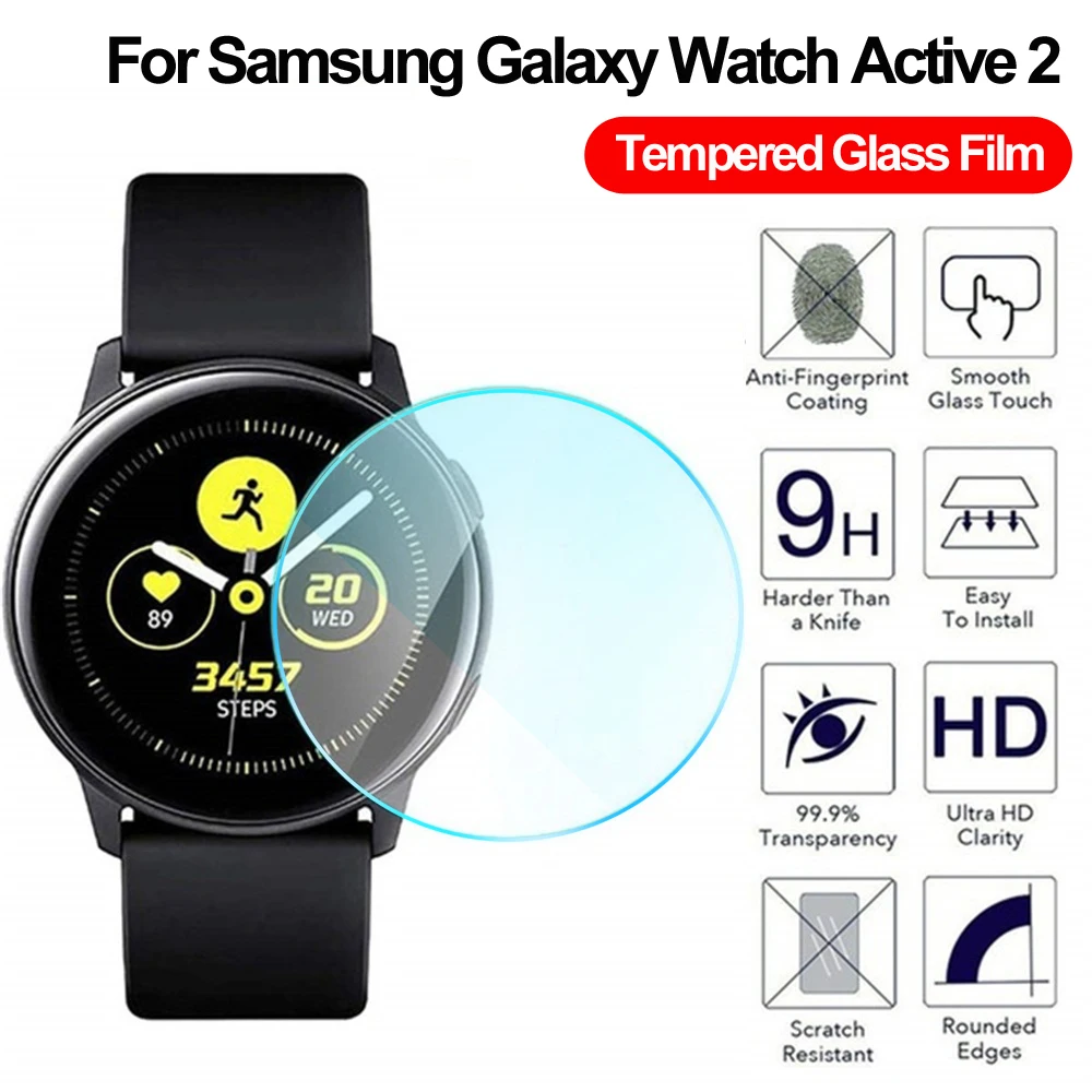 Закаленное стекло, Смарт-часы, защитная пленка для экрана, защитная пленка для samsung Galaxy Watch Active 2, 40 мм, 44 мм