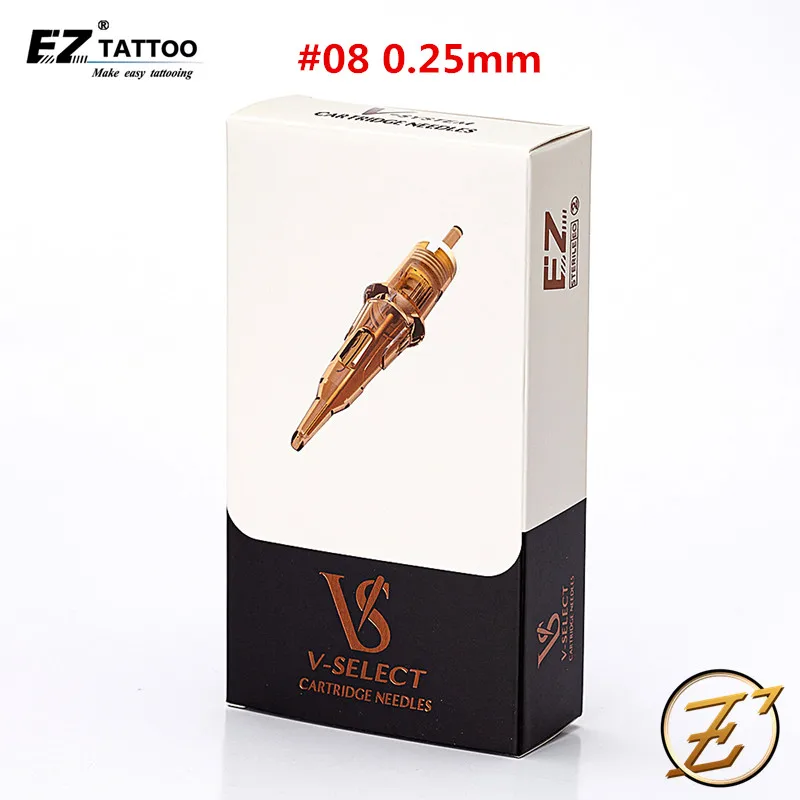 EZ V-Выберите татуировки иглы#08 0,25 мм круглый вкладыш для картридж татуировки ручки эластичная мембрана 20 шт./кор