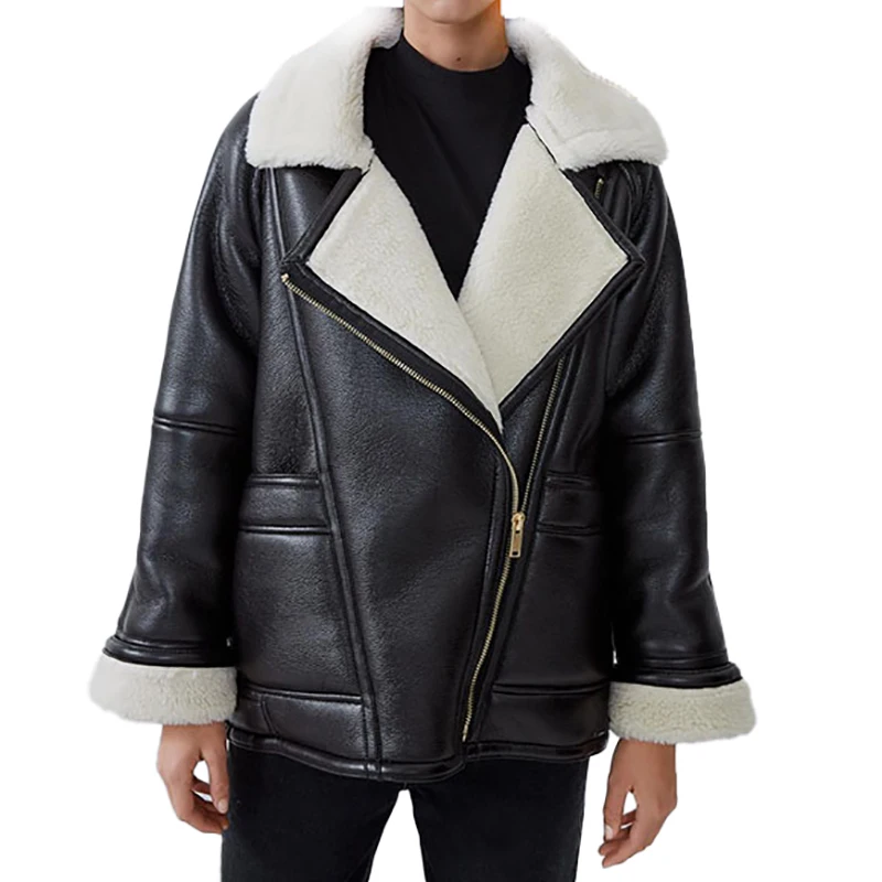 

2020 Winter Coat Fashion New Casual Thicken Warm Motorcycle Jacket Women Loose Pilot PU Jacket Quality Wild Parkas Female A88