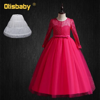 

Flower Girls Lace Princess Birthday Tulle Dress Girl Party Elegant Wedding Dress Summer First Communion Dresses for Teenagers
