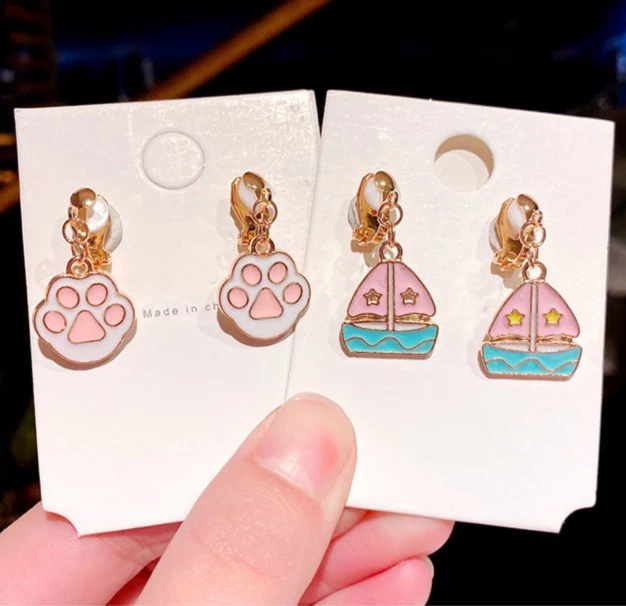 Children Cute Animal Flowers Star Moon Ear Clip Creative Cartoon Girl Earring Clip Princess Sweet Earring Jewelry Gift clip earrings ear clip earrings stud earrings ear clip