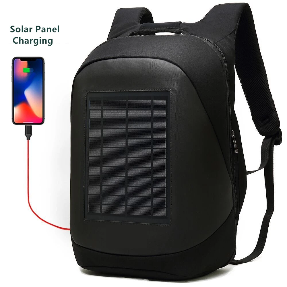 

Coolbell Outdoor Solar Panel Charging Travel USB Commuting Backpacks Anti theft Pockets Zipper Laptop 15.6 Ipad Black Technology