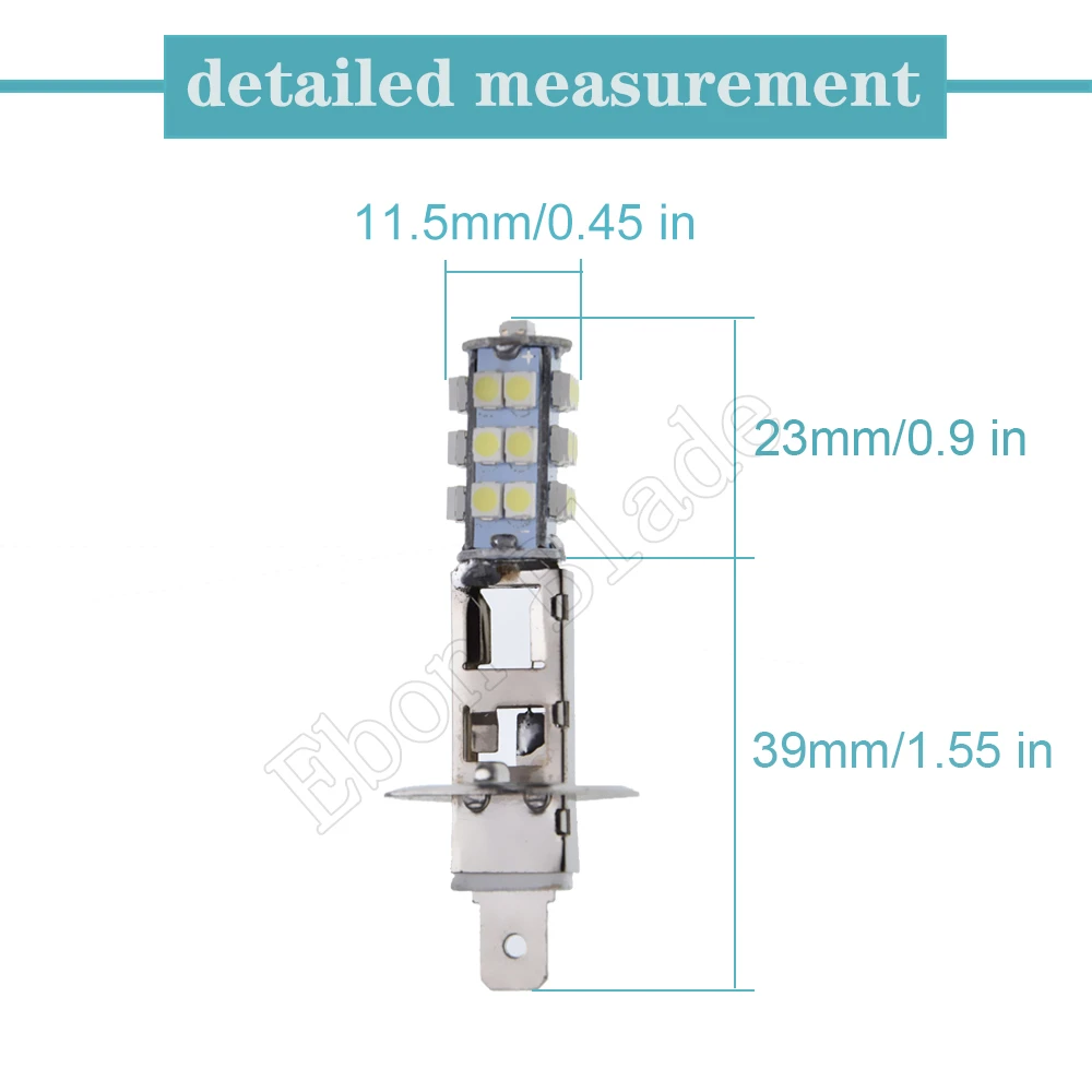 Pair H1 LED Bulbs Super Bright High Power H3 25-SMD 3528 Auto LED Car Fog Signal Turn Light Driving Lamp White 12V DC
