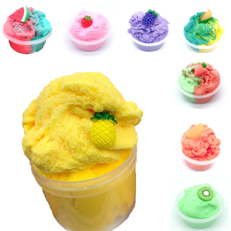 

60ml Fruit Cloud Slime Toys Plasticine DIY Soft Clay Cotton Slime Charms Fruit Modeling Clay Decompression Toys Kit For Child