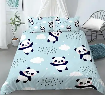 

Panda Dog Sloth Bedding Set Cartoon for Kids Duvet Cover 2/3-Piece Bed Cover Set Queen Cute Cartoon Animal Bedspreads
