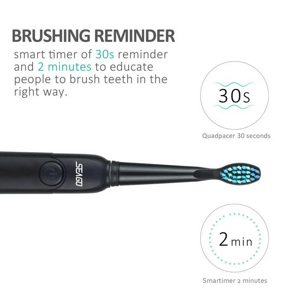 SEAGO SG - 949 Sonic Electric Toothbrush Rechargeable Adult Sonic Toothbrush 4 Mode Travel Toothbrush with 3 Brush Head Gift SEAGO SG - 949 Sonic Electric Toothbrush Rechargeable Adult Sonic Toothbrush 4 Mode Travel Toothbrush with 3 Brush Head Gift