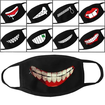 

1x Reusable Cotton Facial Mask Funny Teeth Half Face Halloween Mask for Masquerade Party Mouth Muffle Mask 9 Kinds