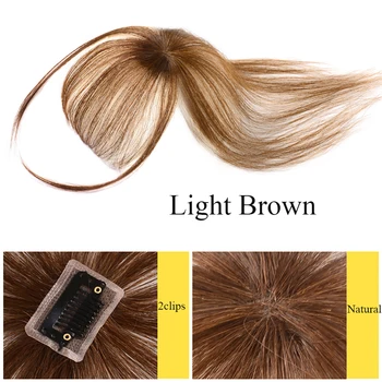 Allaosify Synthetic Long Straight Hair Air Bangs Black Hairpin Bangs High Temperature Hair Topper with Bangs Clip In Extensions 5