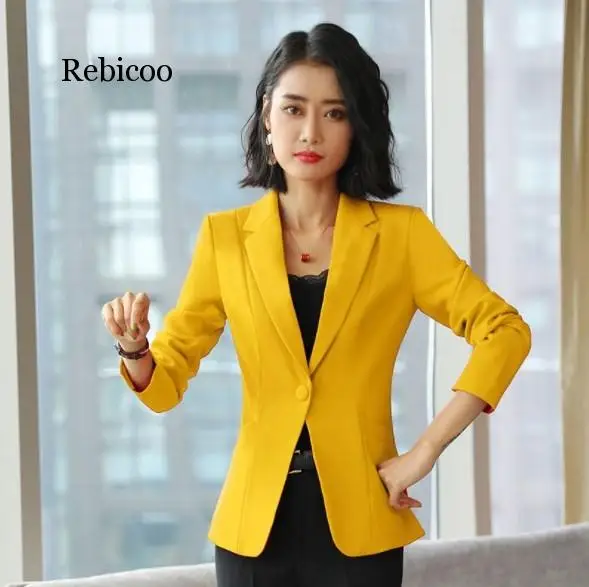 Womens Work Wear Blazer Formal Blazer For Women Slim Fit Blazer Mujer Formal  Suit Jacket Black White Red Orange Yellow - Blazers - AliExpress