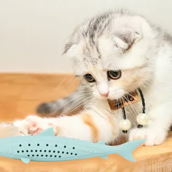 

Cat Toothbrush Fish Shape With Catnip Pet Eco-Friend Silicone Molar Dental Brush Stick Teeth Cleaning Toy Oral Hygiene Solution