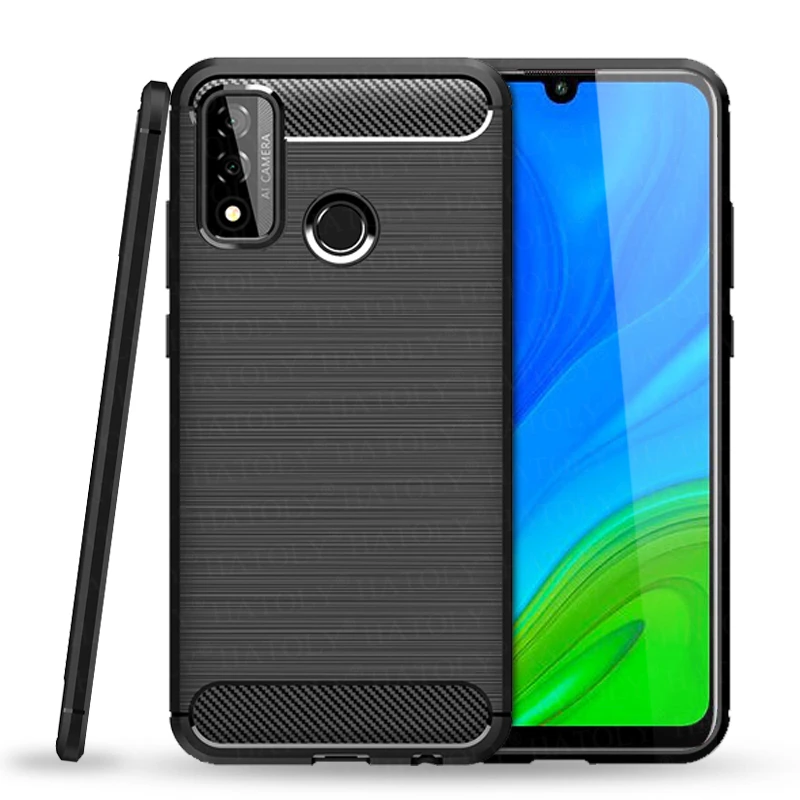 For Huawei P Smart 2020 Case Cover Z S Pro Plus 2019 Shockproof Bumper Carbon Fiber Soft Phone Back | Мобильные телефоны и