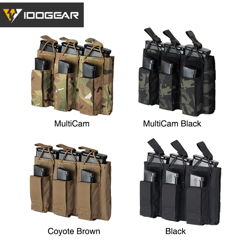 IDOGEAR Тактический Подсумок маг Перевозчик тройной Открытый Топ 5,56 Пистолет Молл подсумок 3545
