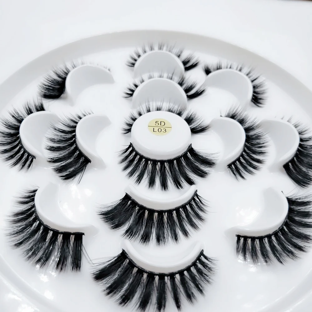 QSTY 7 Pairs 3D Mink Lashes natural handmade volume soft lashes long eyelash extension real mink 4