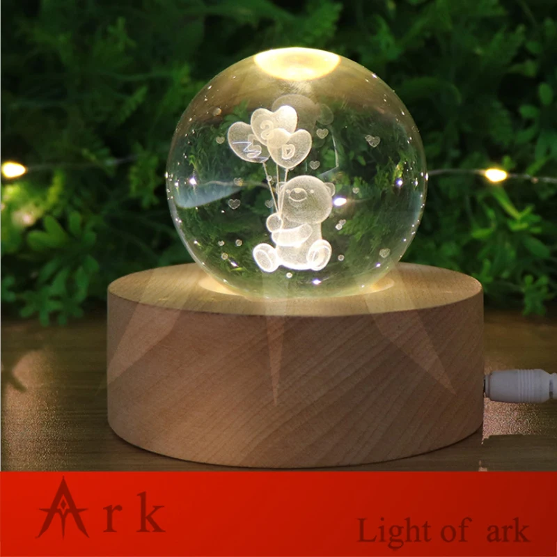 3D bear crystal ball wood tabale lamp night light-01