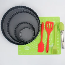 Non-stick Quiche Pan Tart Pan Pie Pan with Removable Loose Bottom Round Cake Baking Bake Tin Tray Pan Bakeware Kitchen Tools