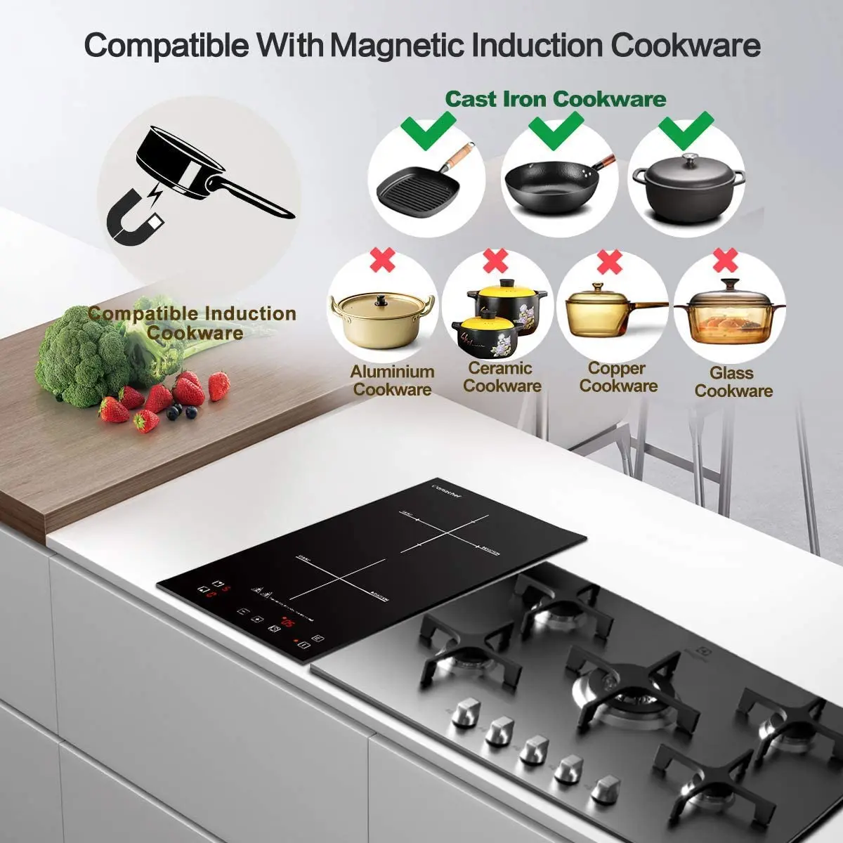 AMZCHEF Portable Induction Cooktop with 1800W Sensor Touch