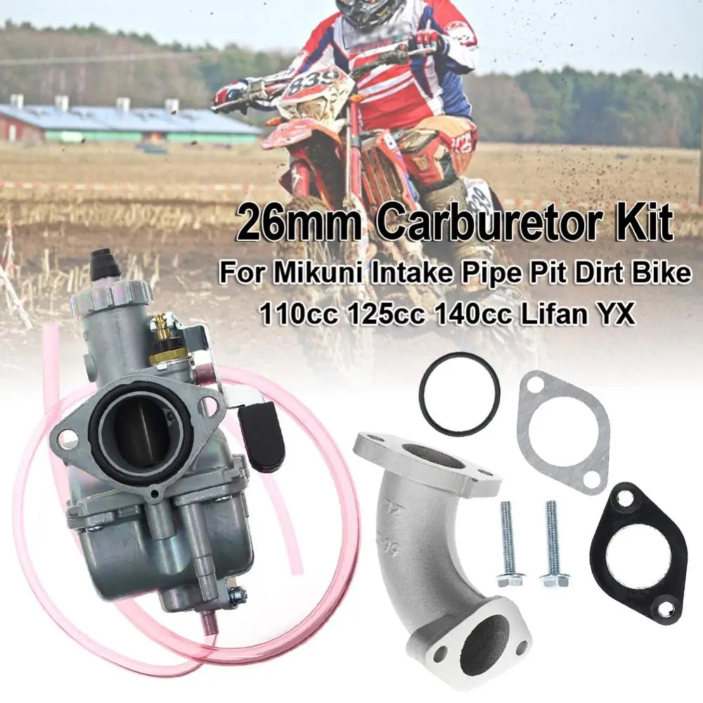 

1PCS Silver Metal Carburetor Carb Kit VM22 26mm Carburetor Kit Fit for Mikuni Intake Pipe Pit Dirt Bike 110cc 125cc