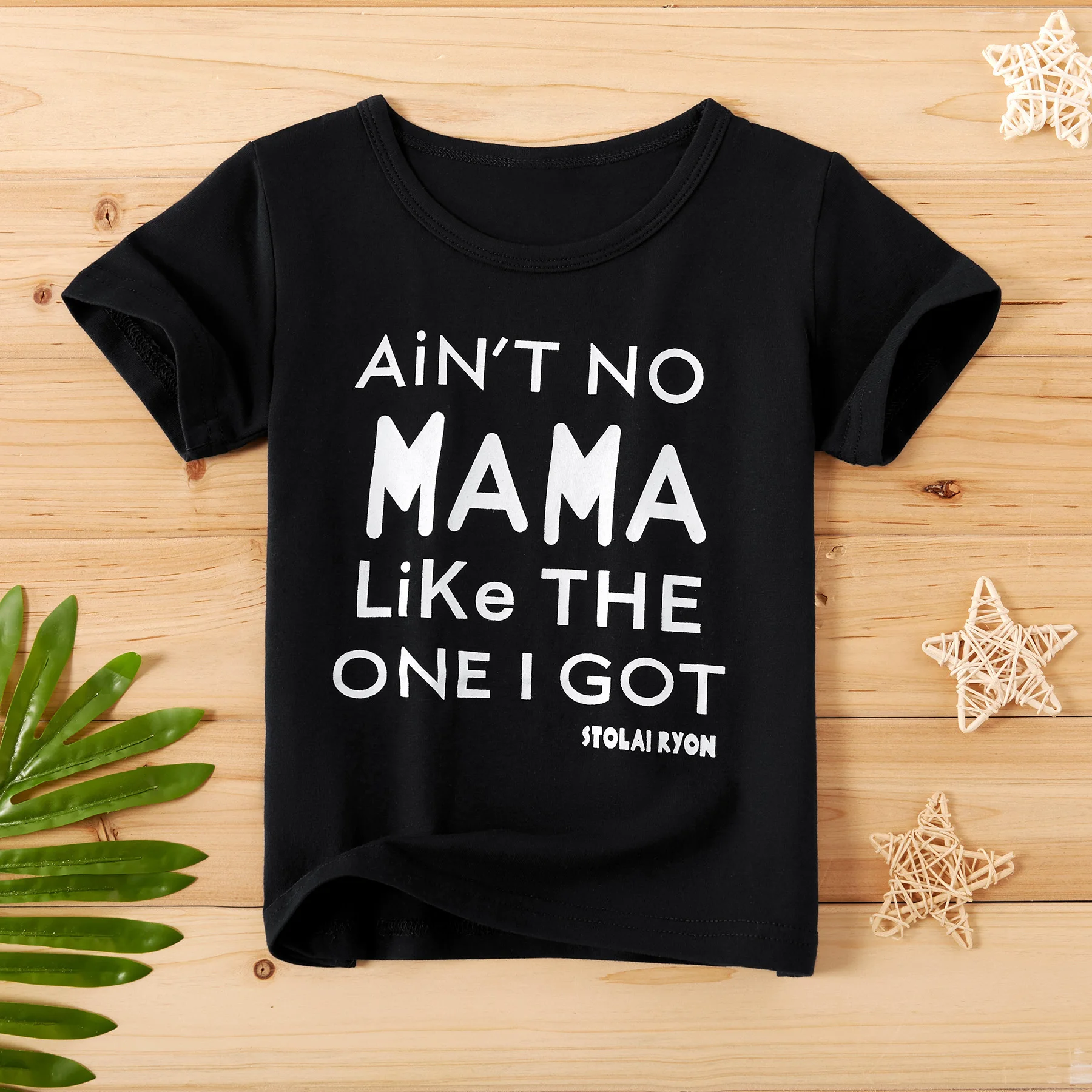 PatPat/ г. Летние новые детские футболки с принтом «AIN'T NO MAMA LIKE THE ONE I GOT», футболка с короткими рукавами - Цвет: Черный