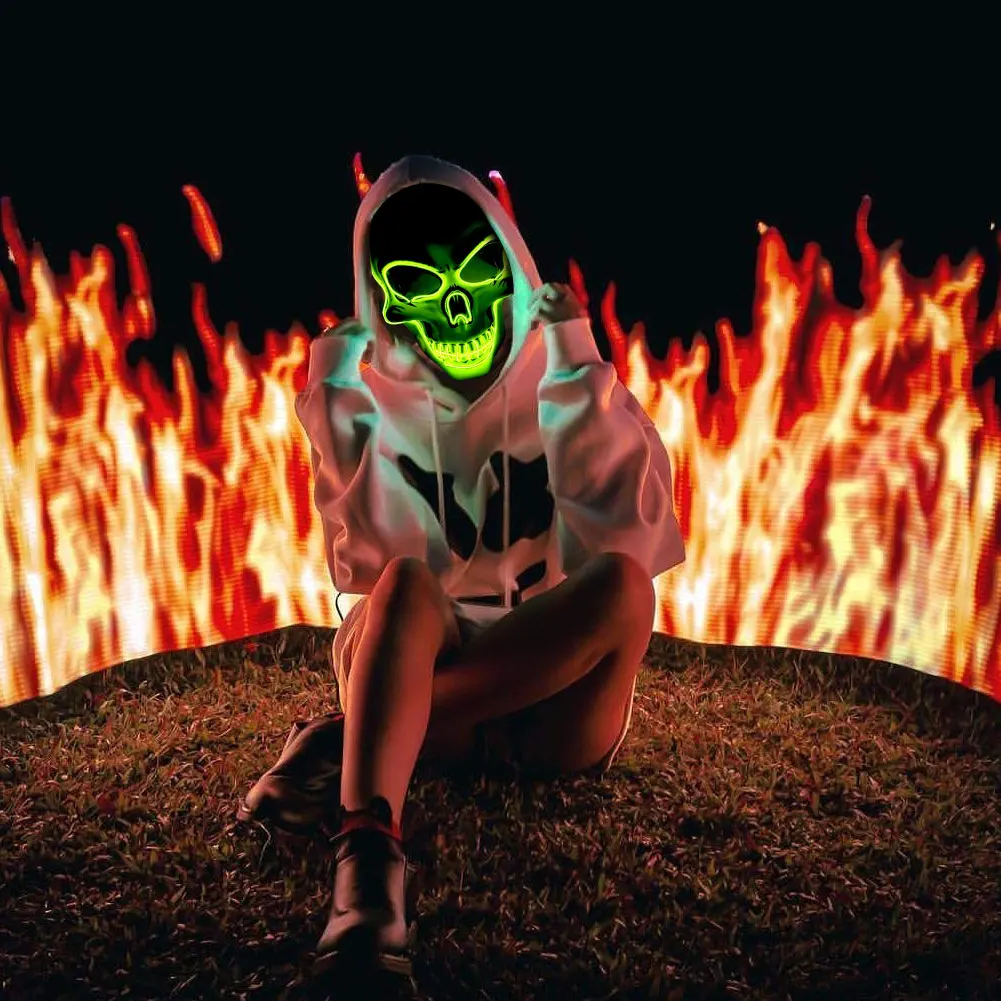 Новинка Вечерние Маски на Хэллоуин LED страшная вспышка маска EL Line светильник для