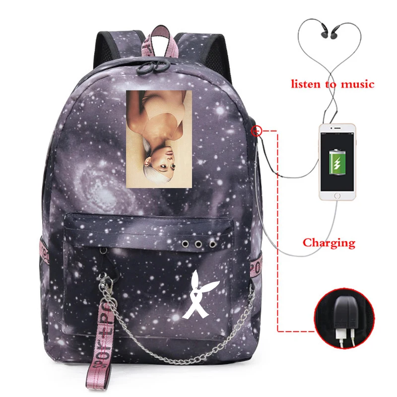 20 Mochila Feminina Ariana большая сумка-рюкзак Galaxy School Bookags для подростков девочек мальчиков женский рюкзак Usb зарядка дорожная сумка для ноутбука - Цвет: 20