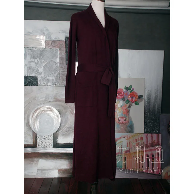 YUNINYOYO SO cool so beautiful. dark wine red Pure 100%cashmere Super Long Bathrobe cardigan with belt? It can't be better~ YUNINYOYO SO cool so beautiful. dark wine red Pure 100%cashmere Super Long Bathrobe cardigan with belt? It can't be better~