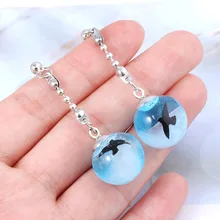 Натуральный голубое небо белый облако длинные серьги создать прозрачный шар модные украшения для женщин дети серьги косплей ювелирные изделия