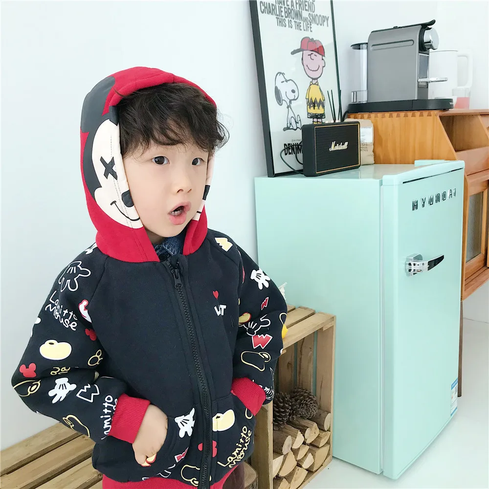 Tonytaobaby/осенне-зимняя одежда новая детская флисовая шапка с рисунком Детская куртка детские пальто