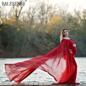 

Chiffon Shawl Dress Maternity Photography Props Elegant Maxi Gown Pregnancy Dress Shoulderless Maternity Dresses For Photo Shoot