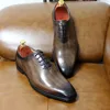 Classic Whole Cut Mens Oxford Dress Shoes Genuine Leather Calfskin Men's Shoes Handmade Lace Up Formal Wedding Shoes for Men ► Photo 2/6