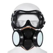2 em 1 máscara de gás protetora dupla filtro anti gás químico inseticida respirador anti-poeira proteção smog prevenção máscara facial