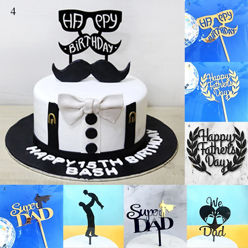 Joyeux Fete Des Peres Fournitures De Fete D Anniversaire Garniture De Gateau Decoration De Gateau En Acrylique Lettre Drapeau De Decoration Aliexpress
