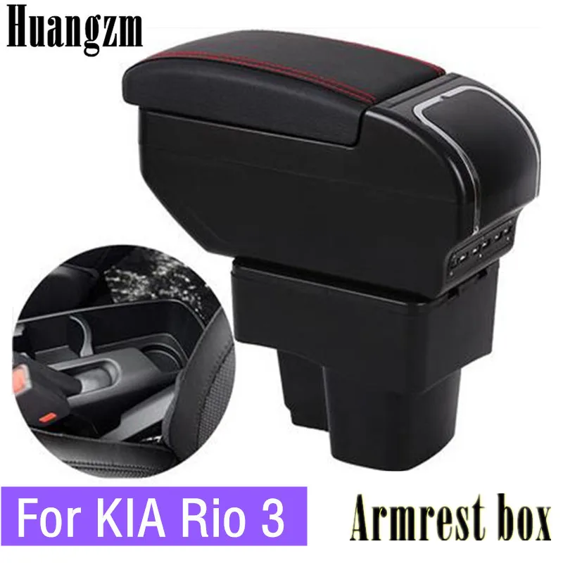 Подлокотник коробка для Kia Rio 3 2011- из искусственной кожи центральный контейнер коробка для хранения подлокотник коробка с USB автомобиля аксессуары для укладки
