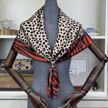 

90CM Silk Satin Square Scarf Head Neck Scarfs Foulard Femme Bandana Elegant Women's Hair Tie Band Wrap Handkerchief Sjaal