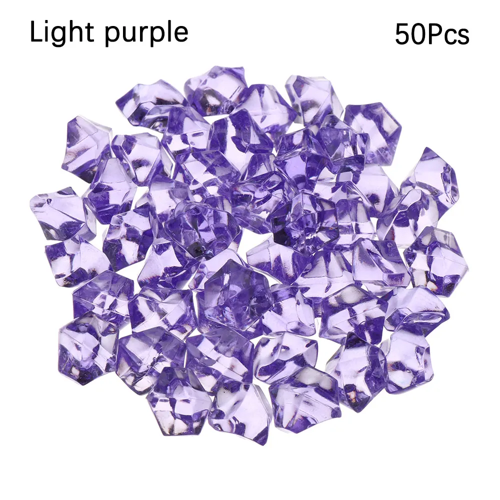 50 шт./пакет красочные искусственные кристаллы камней кубики льда галька наполнитель для сосудов рыба украшение для аквариума булыжники домашний сад DIY ремесла - Цвет: light purple