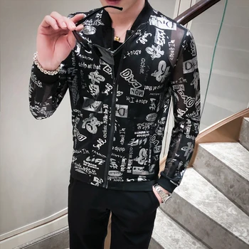 

Plus Size Summer Jacket Men Brand New Casual Men Bomber Jacket Slim Fit All Match Streetwear Print Jackets Men Clothes 2020 5XL
