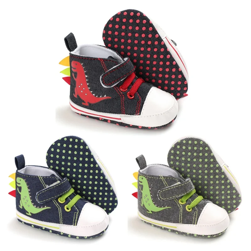 0-18M Spring Baby Boys Cute Crib Shoes Autumn Fashion Baby Boys Cartoon Print Anti-Slip Sneakers Toddler Soft Soled Shoes