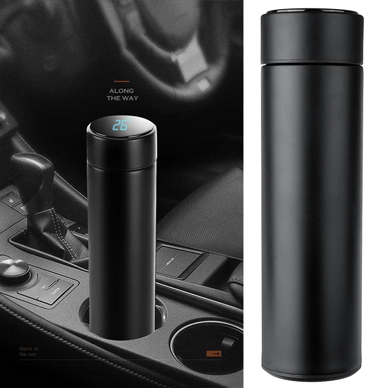 Comprar Termos de camión de coche de 500ml frascos de vacío Pantalla de temperatura Led taza de calefacción de acero inoxidable tetera viaje café botella de té regalo