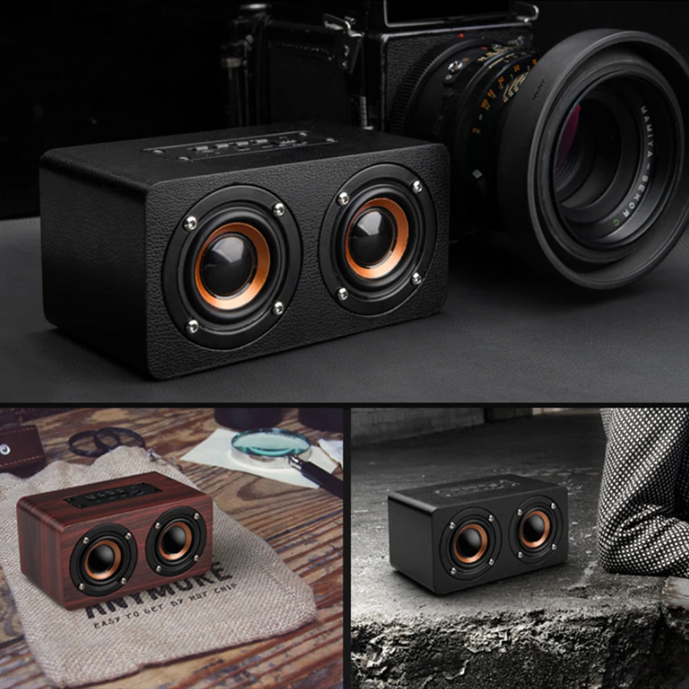 HiFi беспроводной Bluetooth портативный динамик деревянный бас стерео музыка объемный TF fm-радио с микрофоном мини 3D громкий динамик