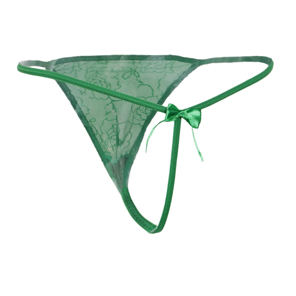 Women's Soft Breathable Cotton Sexy Thongs Briefs See Through Panties Underwear G-String Low-Rise Bow Lingerie