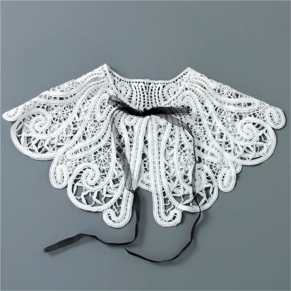 Hollow Out Flower Lace Fake Collar Blouse Cotton Detachable Shirt False Shawl Top Women Clothes Accessories |