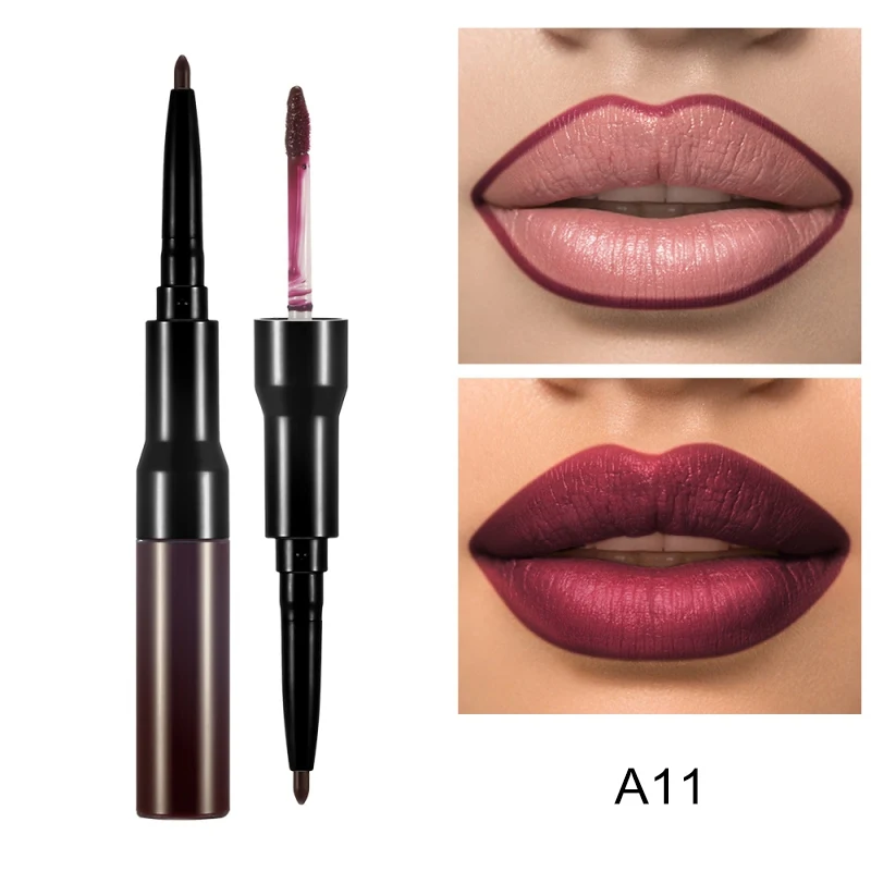 Maquillaje двухглавый матовый карандаш для губ помада-карандаш долговечные пигменты Водонепроницаемый Макияж инструмент для губ макияж Maquiagem - Цвет: 11