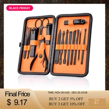 Черный Нержавеющая сталь маникюрный набор щипчики для ногтей машинка для стрижки резак триммер уха Палочки для педикюра, на палец лак Радужный набор инструментов для ногтей