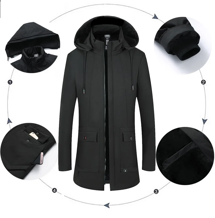 Зимняя мужская флисовая куртка-бомбер, брендовый Длинный топ с капюшоном, высококачественное мужское пальто, Повседневная Уличная одежда, подарок для отца, размер XL-5XL; YA509