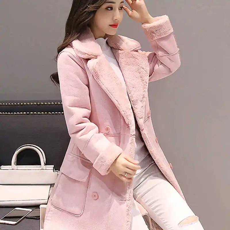 Manteau Femme, зимняя куртка, женское замшевое пальто из овечьей шерсти, толстое хлопковое стеганое макси пальто, длинная куртка, Женская парка, пальто для женщин, C5959