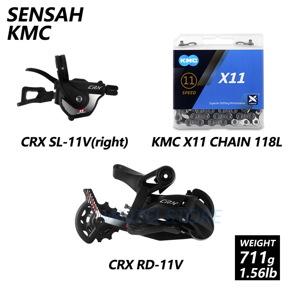 SENSAH CRX 1X11S M7000 велосипедные переключатели 11-40/42/46/50T Кассетный Маховик KMC X11 цепи Prowheel кривошипно mtb велосипеда указано - Цвет: CRX and kmc