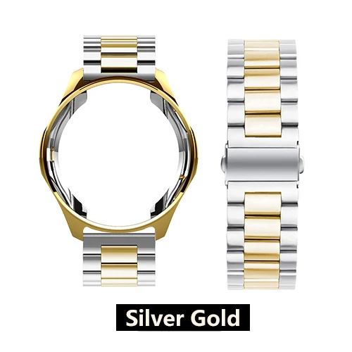 Чехол+ ремешок для samsung gear S3 Frontier/C Galaxy watch 46 мм 42 мм 20 мм/22 мм ремешок для часов из нержавеющей стали ТПУ покрытием защитный чехол - Цвет ремешка: Silver Gold